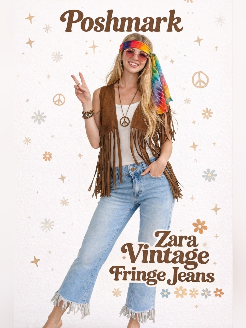 Zara‎ Vintage Fringe Jeans 4
